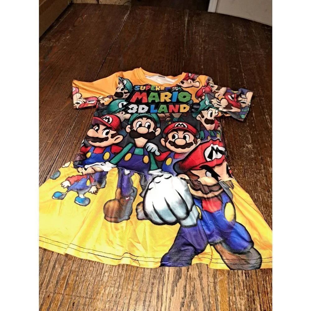 New 5T-6 Sz 120 Super Mario 3D Land Short Sleeve Casual Dress Cosplay
